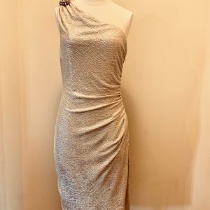 Used light gold metallic cocktail dress
